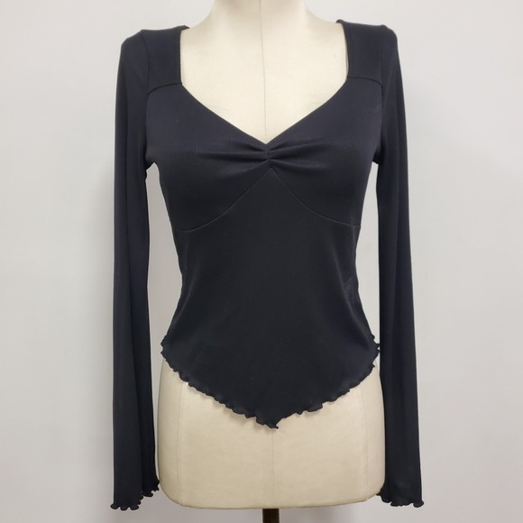 Almost Famous Womens Asymmetric Lettuce Hem Babydoll Fairy Grunge Top Size M - Picture 1 of 10